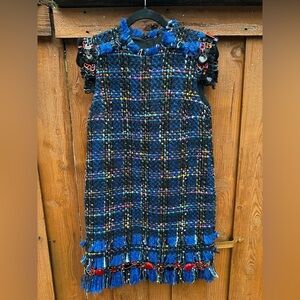 MSGM tweed embellished dress